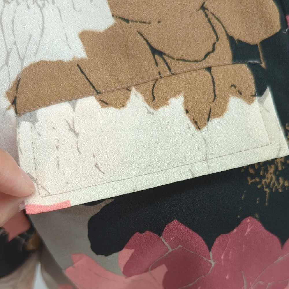 Banana Republic Coral Pink & Black Floral Maxi Shirt Dress - Picture 6 of 9